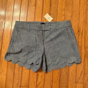 J. Crew Blue Scalloped Shorts NWT